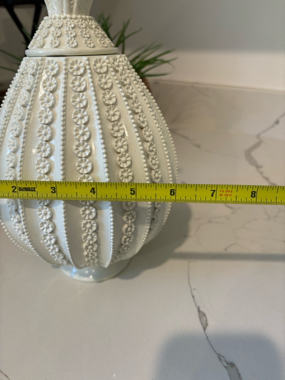 Nate Berkus Lacquer Pineapple White Decor Piece Removable Lid Floral 11”x 6” - Picture 10 of 11